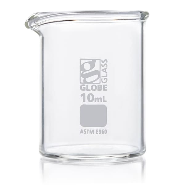Globe Scientific Beaker, Globe Glass, 10mL, Low Form Griffin Style, ASTM E960, 12/Box, 12PK 8010010 - main